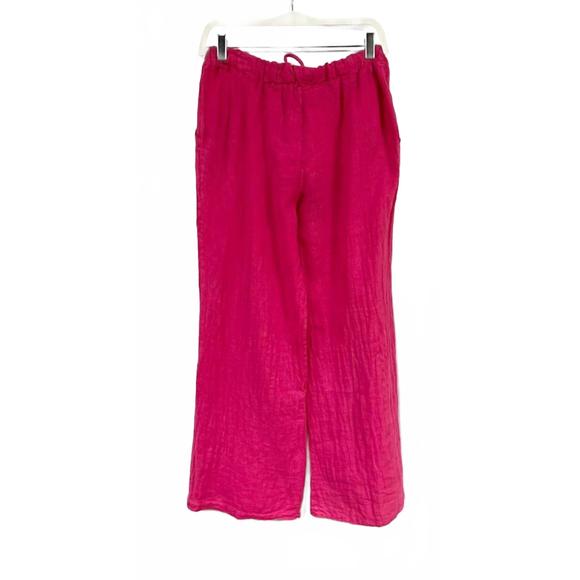 NEW VENTI6 linen palazzo pants in fuchsia - Picture 4 of 6